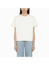 Double Layer Cotton Check Short Sleeve T-Shirt Chalk - BOTTEGA VENETA - BALAAN 1