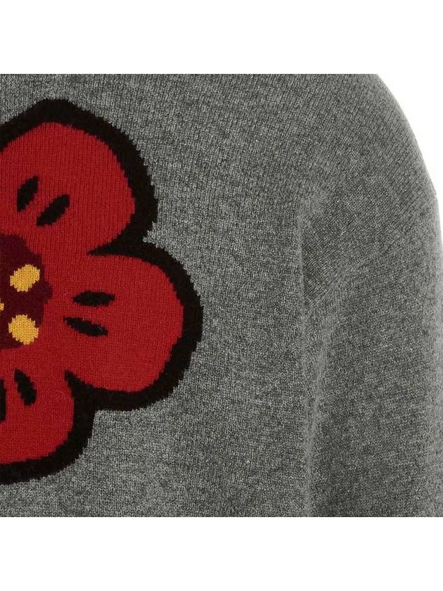 22FW Flower Logo Wool Knit Gray 5PU345 3LD 96 - KENZO - BALAAN 4