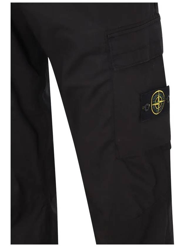 Stretch Cotton Tela Paracadute Cargo Straight Pants Black - STONE ISLAND - BALAAN 5