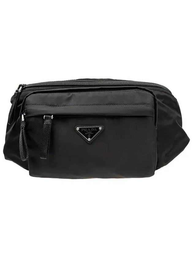 Testo Triangle Logo Nylon Belt Bag Black - PRADA - BALAAN 3