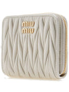 Matelasse Logo Zip Around Half Wallet White - MIU MIU - BALAAN 3