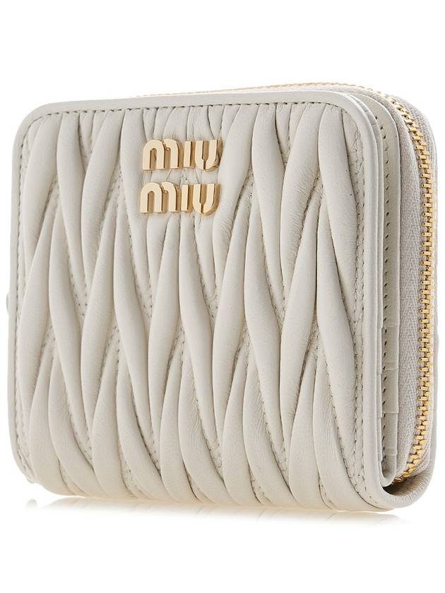 Matelasse Logo Zip Around Half Wallet White - MIU MIU - BALAAN 3