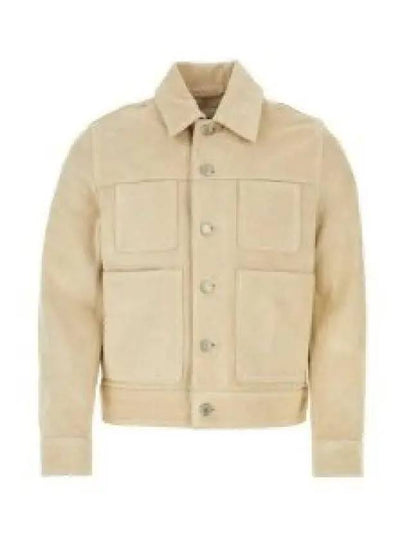 Button Suede Jacket Beige - AMI - BALAAN 2