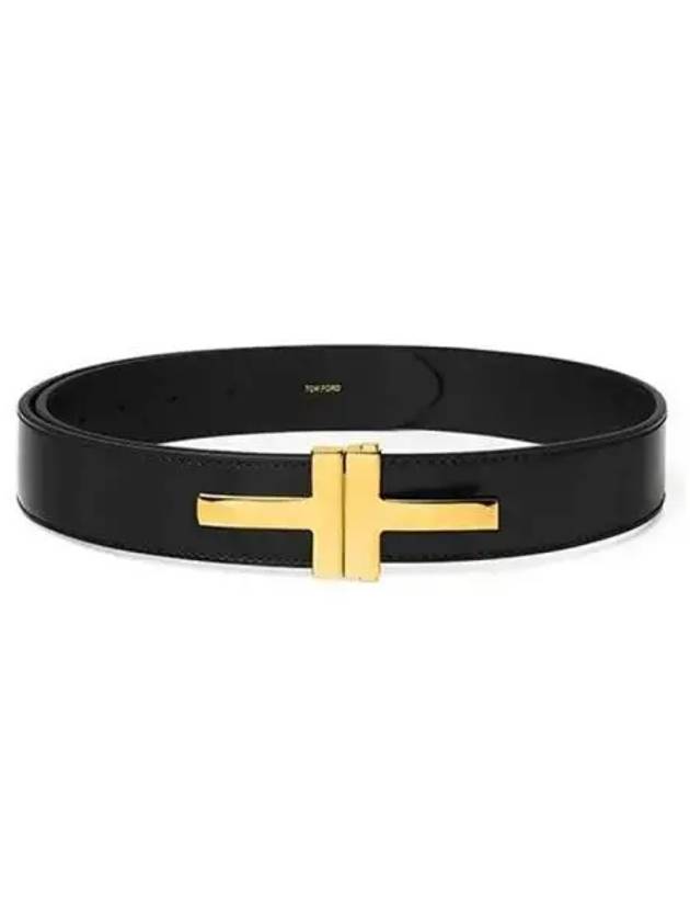 T Buckle Leather Belt 30MM Black - TOM FORD - BALAAN 2