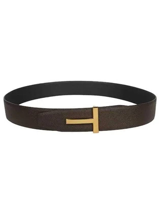 T Buckle Reversible Leather Belt Brown - TOM FORD - BALAAN 2