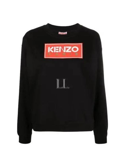 Women's Paris Logo Crew Neck Cotton Sweatshirt Black - KENZO - BALAAN 2