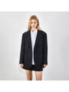 Trendy overfit herringbone half-coat wool jacket black 0065 - VOYONN - BALAAN 3