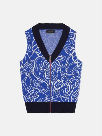 Men's Blue Pattern Vest Zipup MK047 34 28122 - VIKTOR&ROLF - BALAAN 1