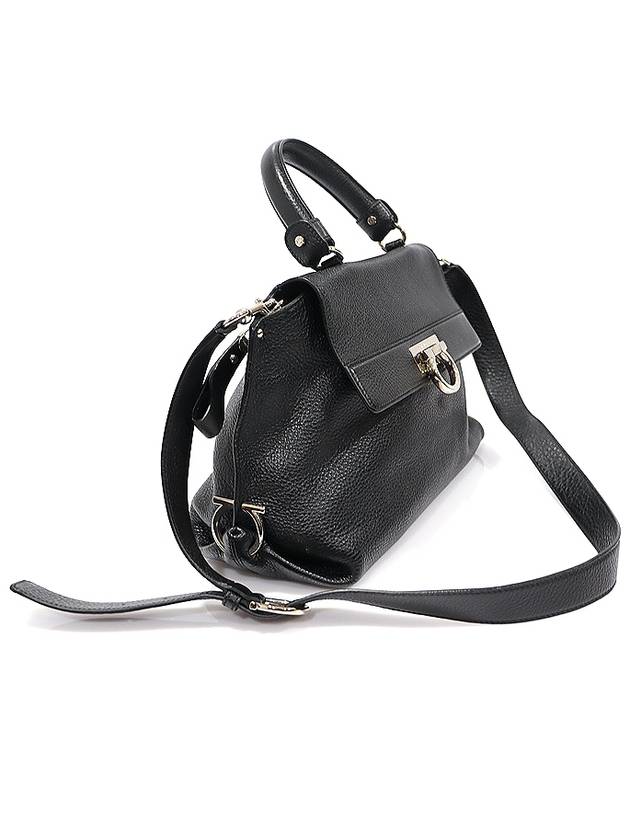 21 A896 Black Calfskin Silver Plated Gancini Sophia Small 2WAY - SALVATORE FERRAGAMO - BALAAN 3