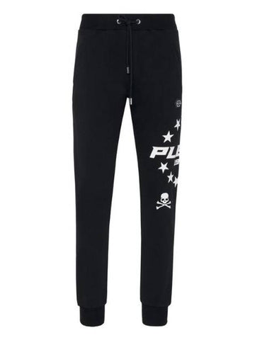 Logo Star Skull Print Cotton Track Pants Black - PHILIPP PLEIN - BALAAN 1