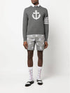 Men's Anchor Jacquard 4-Bar Crew Neck Knit Top Med Grey - THOM BROWNE - BALAAN 5