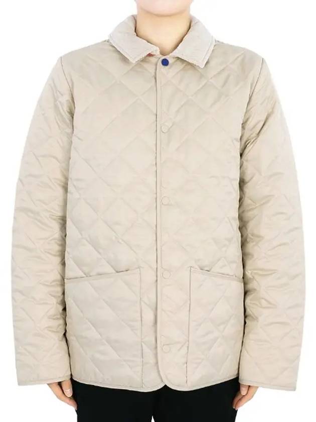 Kids Corduroy Collar Diamond Quilted Jacket Beige - BURBERRY - BALAAN 3