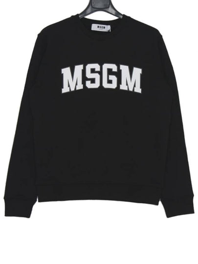 Logo Print Crew Neck Cotton Sweatshirt Black - MSGM - BALAAN 2