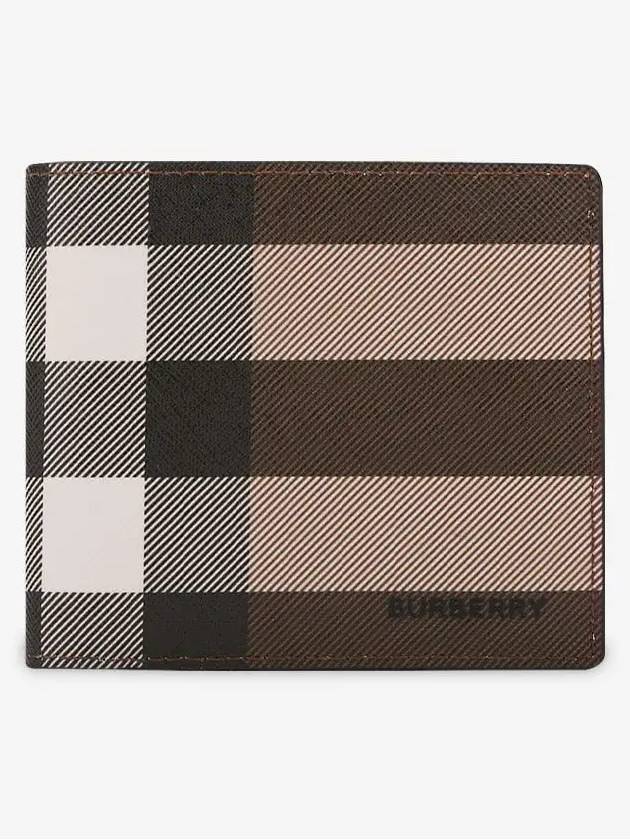 Check Leather International Bifold Wallet Dark Birch Brown - BURBERRY - BALAAN 3