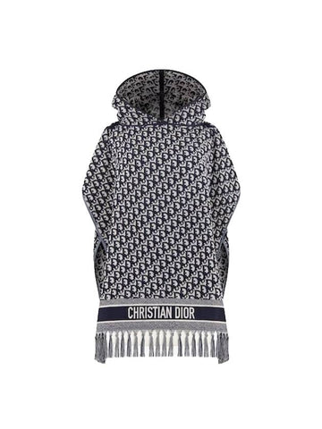 Oblique Hoodie Poncho Cotton Navy Blue - DIOR - BALAAN 1