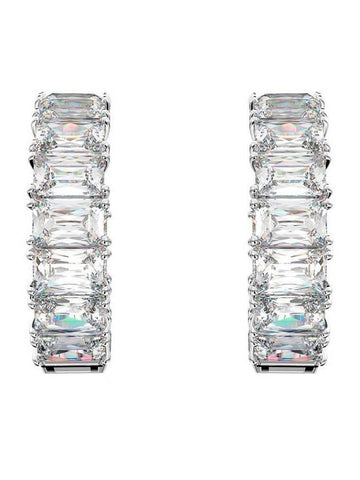 Matrix Octagon Cut Crystal Hoop Earrings Silver - SWAROVSKI - BALAAN 1