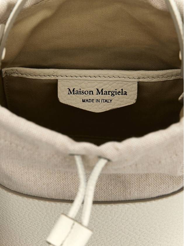 5AC Number Logo Texture Leather Bucket Bag Ivory - MAISON MARGIELA - BALAAN 5