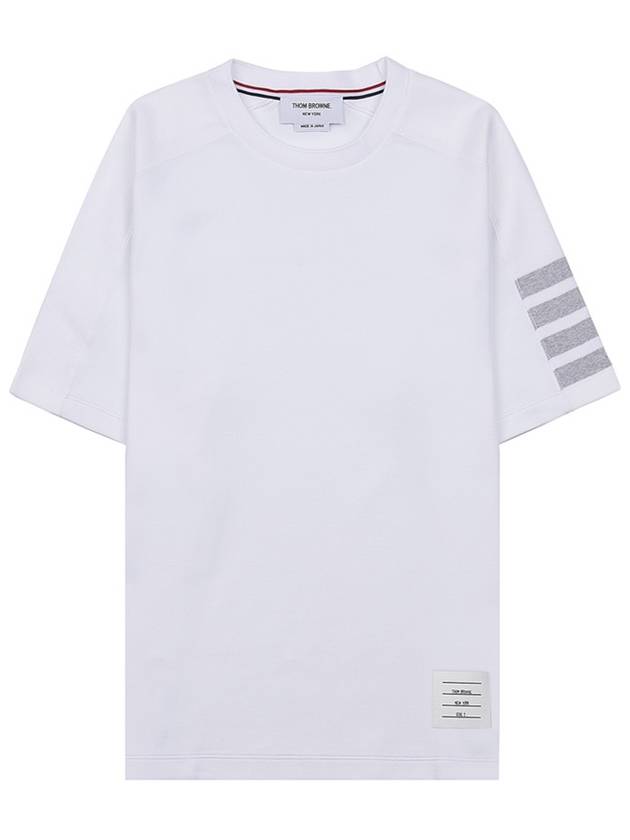 4-Bar Striped Cotton Short Sleeve T-Shirt White - THOM BROWNE - BALAAN 10