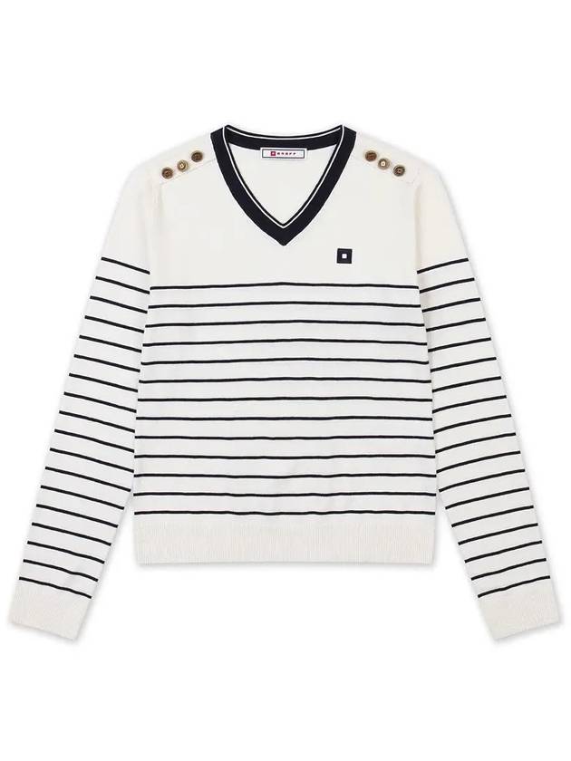 golfwear striped long sleeve sweater white navy - ONOFF - BALAAN 5