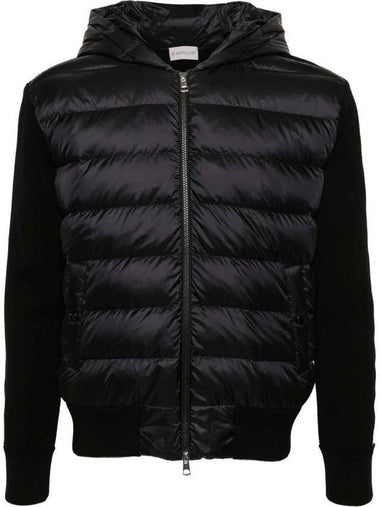 Quilted Wool Cardigan Black - MONCLER - BALAAN 1