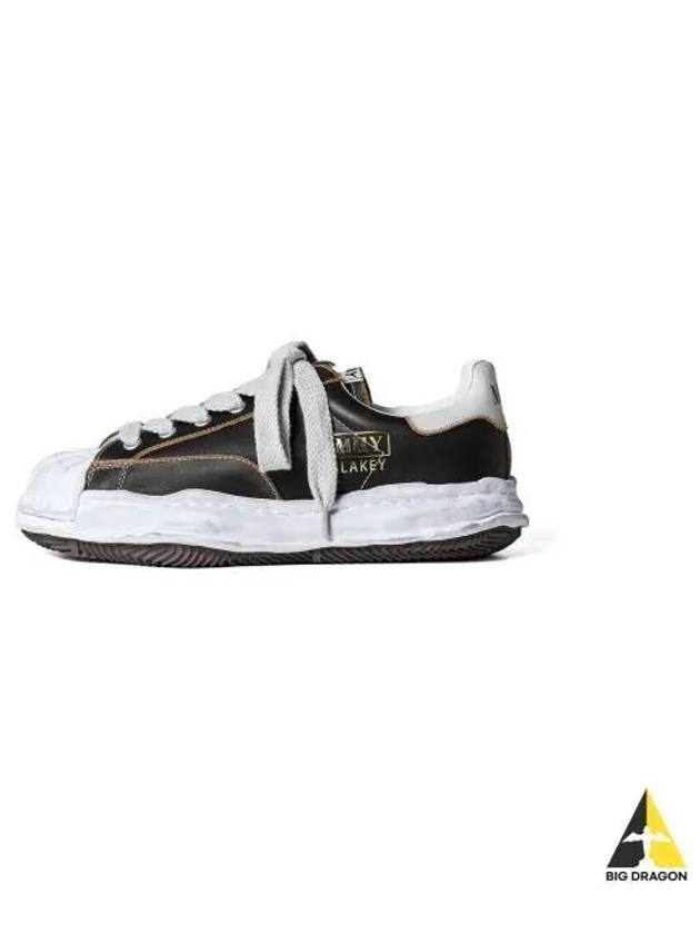 Maison MAISON Blakey OG Sole VE Leather Low Top Sneakers Black - MIHARA YASUHIRO - BALAAN 2