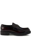 Chocolate Brushed Leather Loafers Sienna - PRADA - BALAAN 1