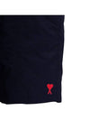 Heart Logo Embroidery Swim Shorts Navy - AMI - BALAAN 3