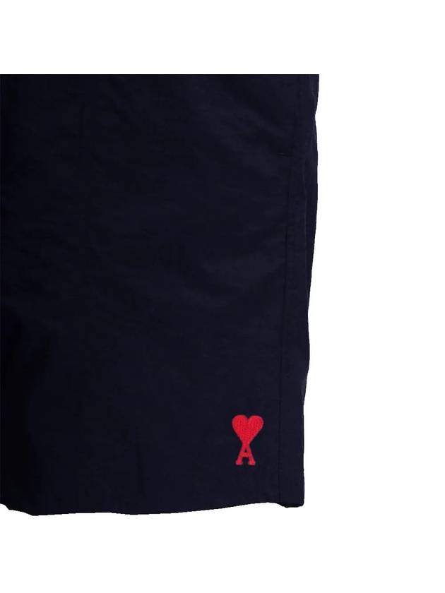 Heart Logo Embroidery Swim Shorts Navy - AMI - BALAAN 3