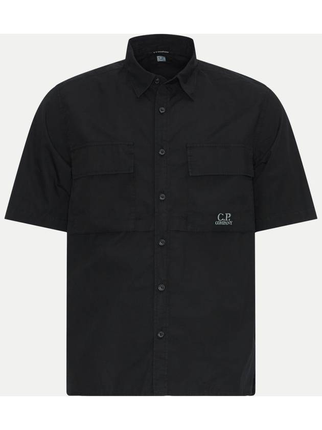 Cotton Rip-Stop Short Sleeve Shirt Black - CP COMPANY - BALAAN 2