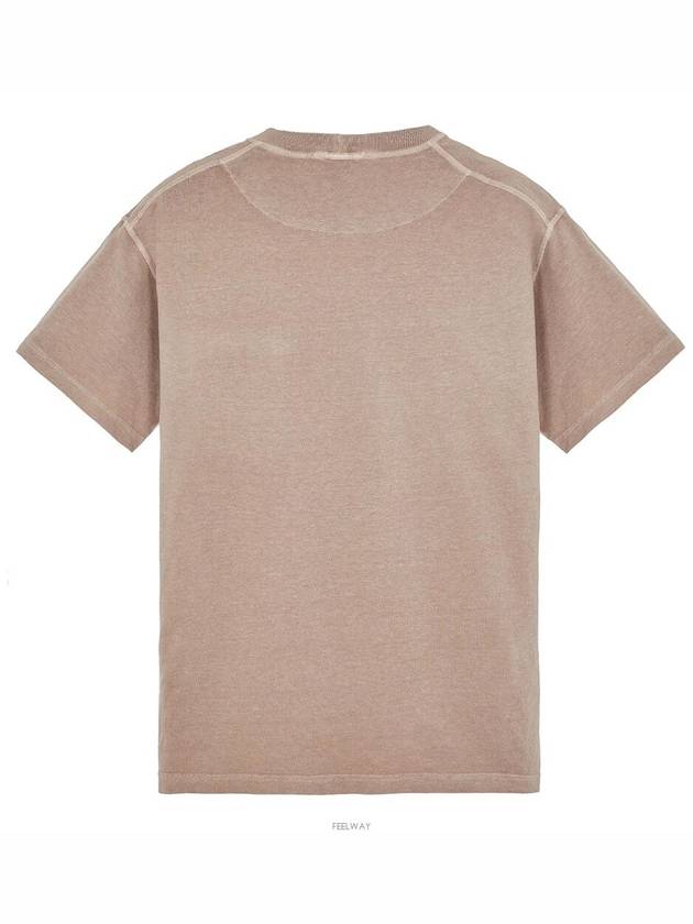 Men's Pisato Effect Logo Patch Pocket Short Sleeve T-Shirt Beige Grey - STONE ISLAND - BALAAN 3