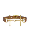 T2 Morse H Gold Leather Bracelet Camel - HERMES - BALAAN 1