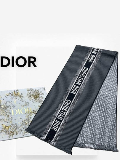 Oblique University Reversible Wool Muffler Grey - DIOR - BALAAN 2