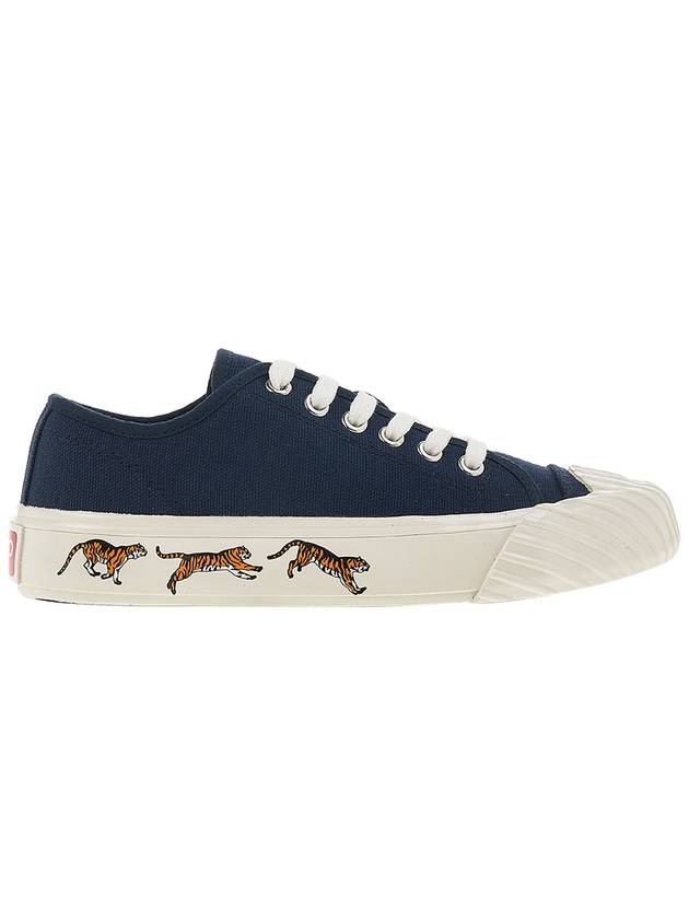 Tiger Logo Sole Cotton Low-Top Sneakers Midnight Blue - KENZO - BALAAN 3