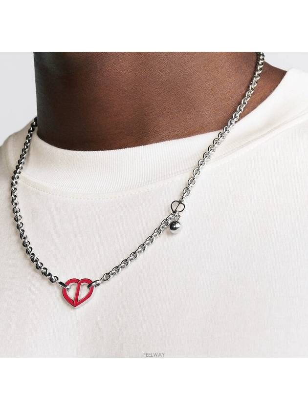 Dior CD Heart Necklace Silver Finish Brass Red - DIOR - BALAAN 2