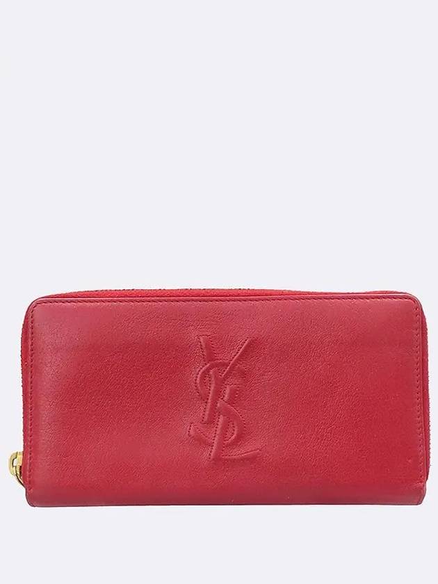 YSL Yip 352904 Red Leather Logo Stitch Zip up Long Wallet - SAINT LAURENT - BALAAN 1