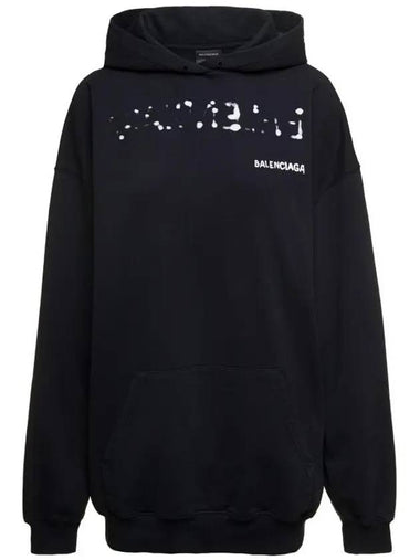 Logo Oversized Cotton Hoodie Black - BALENCIAGA - BALAAN 1