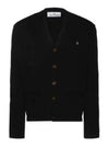 V Neck Cotton Cardigan Black - VIVIENNE WESTWOOD - BALAAN 2