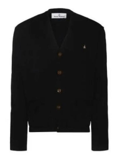 V Neck Cotton Cardigan Black - VIVIENNE WESTWOOD - BALAAN 2