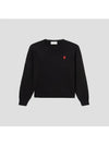 Heart Logo Patch Knit Top Black - AMI - BALAAN 3