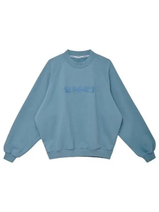 Big Logo Embroidered Sweatshirt Steel Blue T Shirt - SUNNEI - BALAAN 1