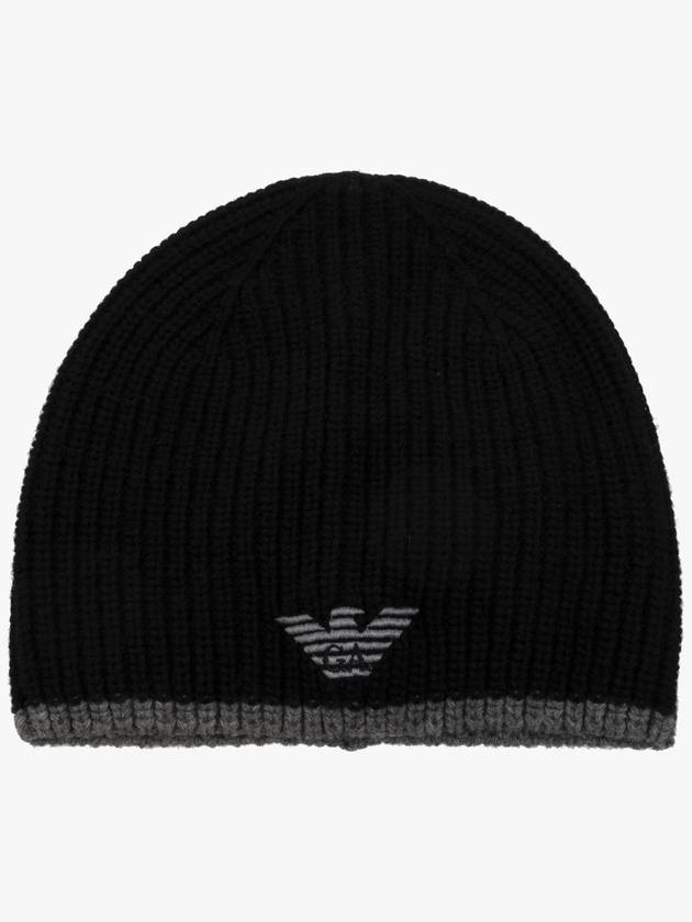 Logo Muffler Beanie Set Black - EMPORIO ARMANI - BALAAN 3