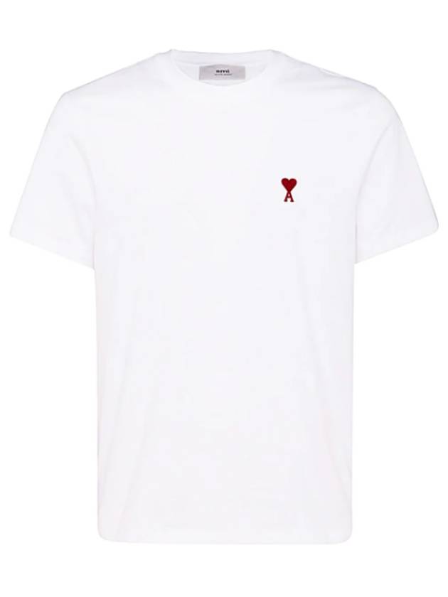 Heart Cotton Short Sleeve T-Shirt White - AMI - BALAAN 2