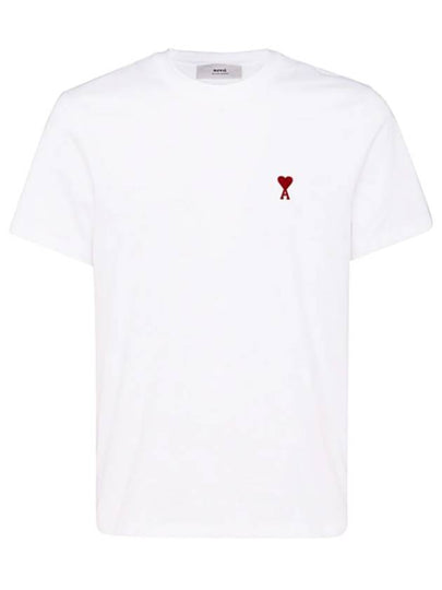 Heart Cotton Short Sleeve T-Shirt White - AMI - BALAAN 2