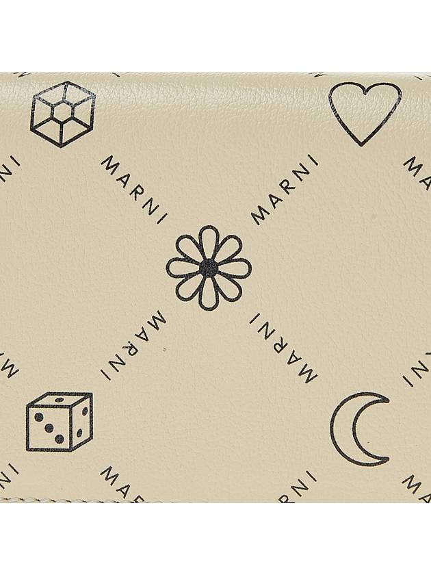 Graphic Logo Calf Leather Half Wallet Ivory - MARNI - BALAAN 7