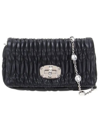 Miu Crystal Nappa Leather Crystal Mini Bag Black - MIU MIU - BALAAN 2