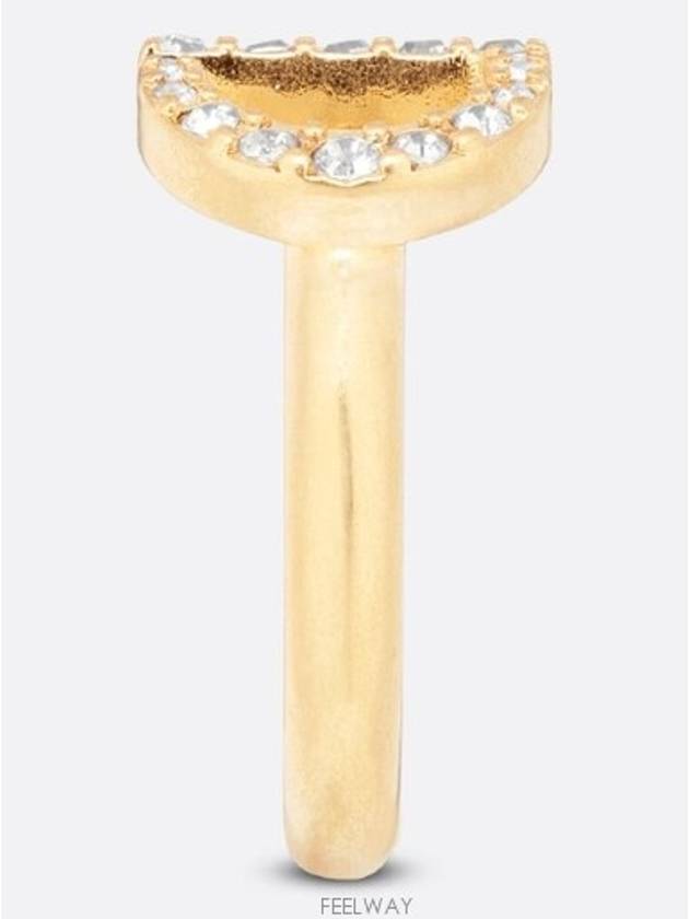 Petite CD Metal White Crystal Ring Gold - DIOR - BALAAN 5