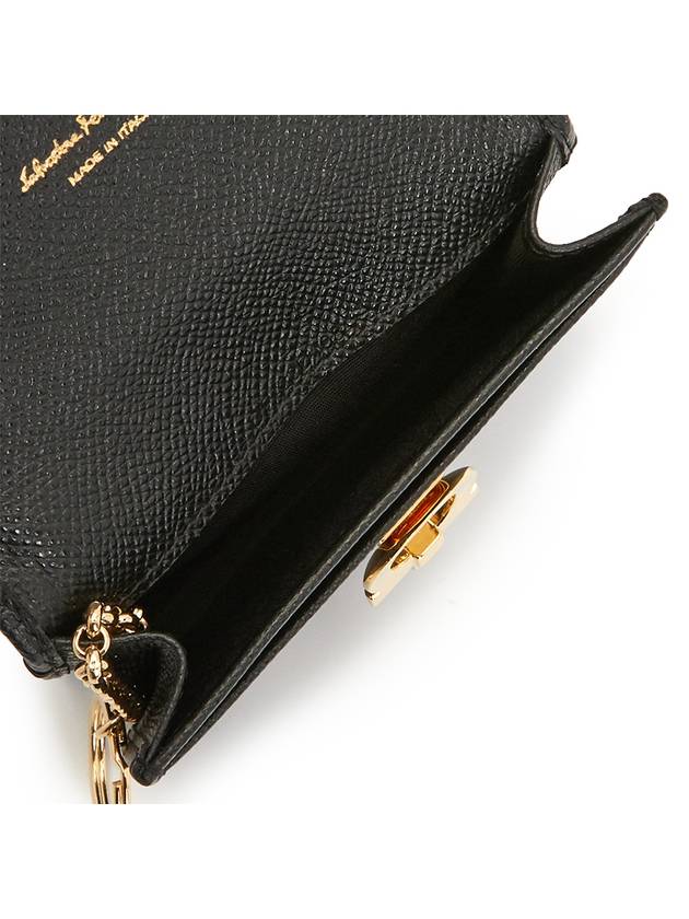 Gancini Calfskin Card Wallet Black - SALVATORE FERRAGAMO - BALAAN 5