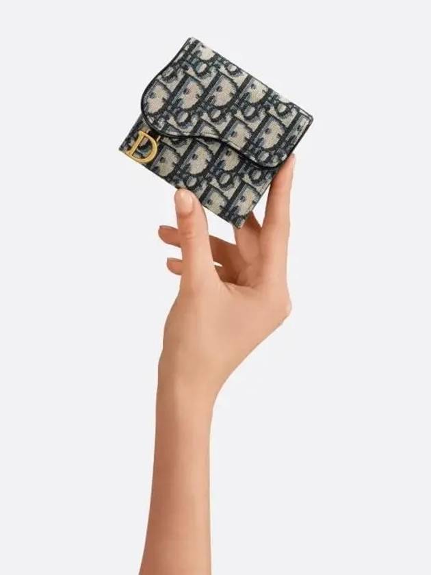 Saddle Lotus Wallet Blue  Oblique Jacquard - DIOR - BALAAN 8