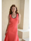 Caisienne slim fit sleeveless slit unbalanced knit dress_coral - CAHIERS - BALAAN 6