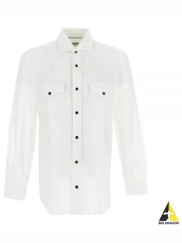 Cotton Long Sleeve Shirt White - BRUNELLO CUCINELLI - BALAAN 2